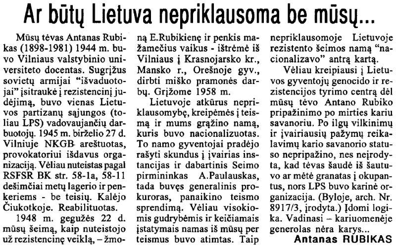 Antanas-Rubikas „Tremtinys“, 2003 Nr. 18